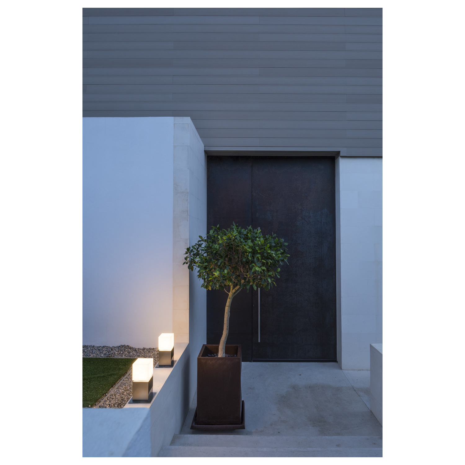 SQUARE POLE 30 RVS 304 geborsteld 1xE27