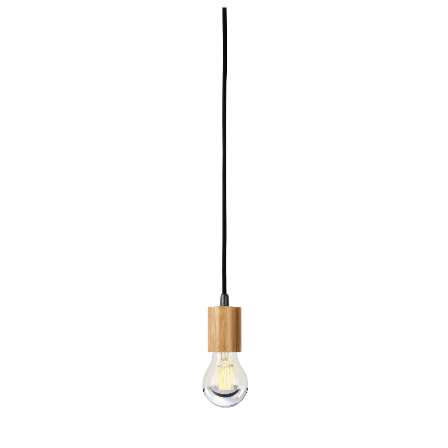 FITU E27 bamboe licht 1xE27, incl. 5m kabel