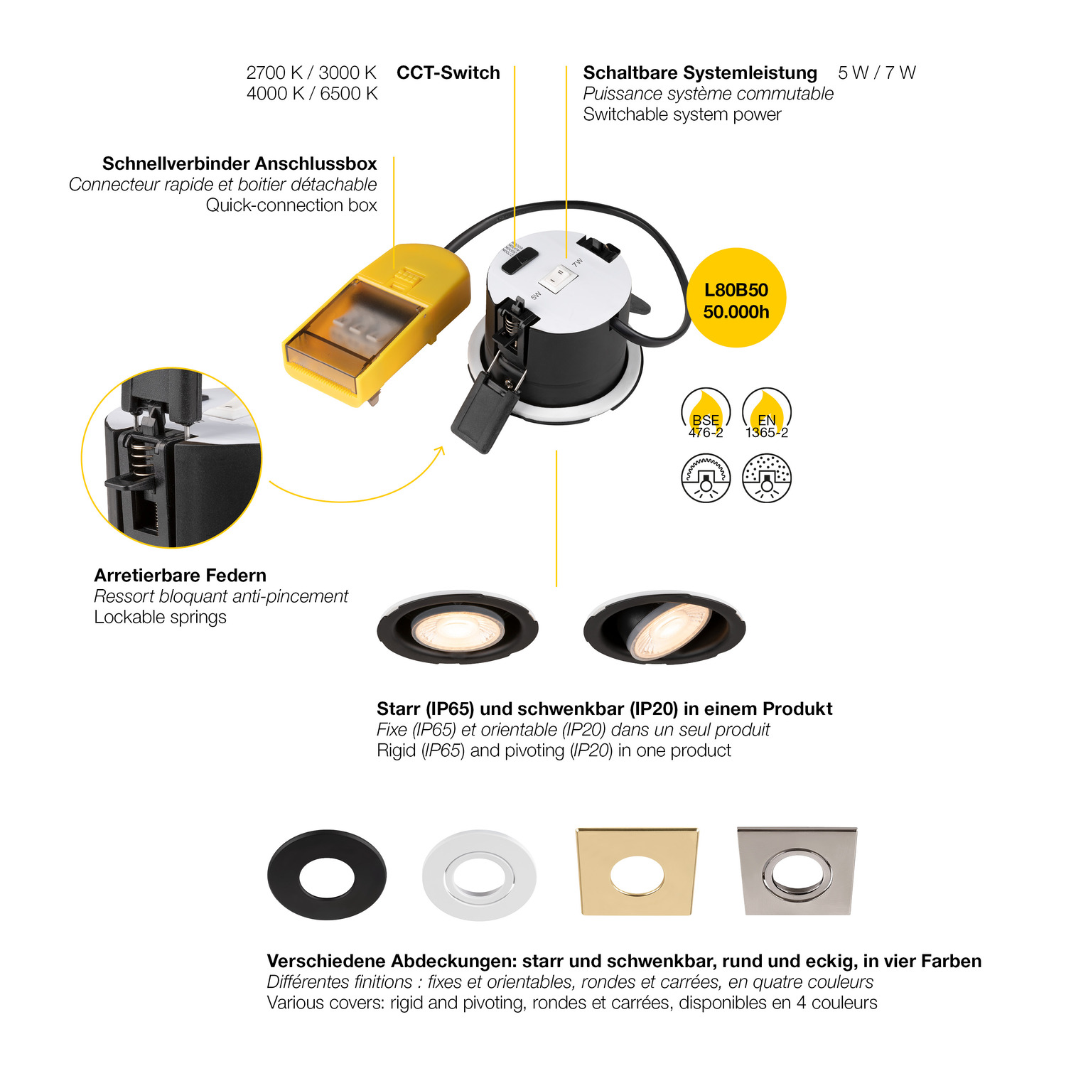 UNIVERSAL DOWNLIGHT PHASE IP20, 5-7 W, fast/svängbar, 2700/3000/4000/6500 K, - SLV | Bellalite