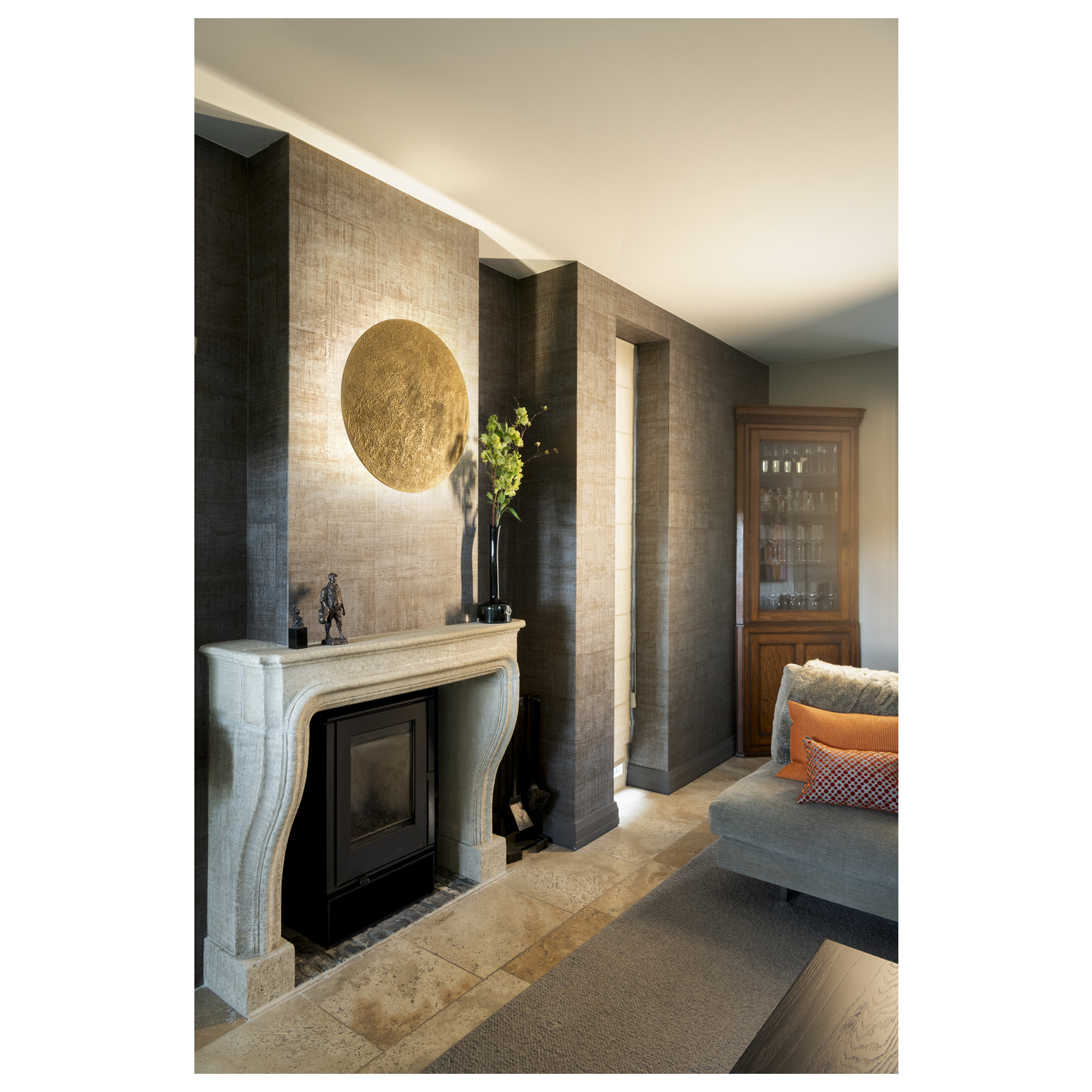 MANA 60 Lampskärm Rund, moon structure, H: 4,2 cm, guld - SLV | Bellalite