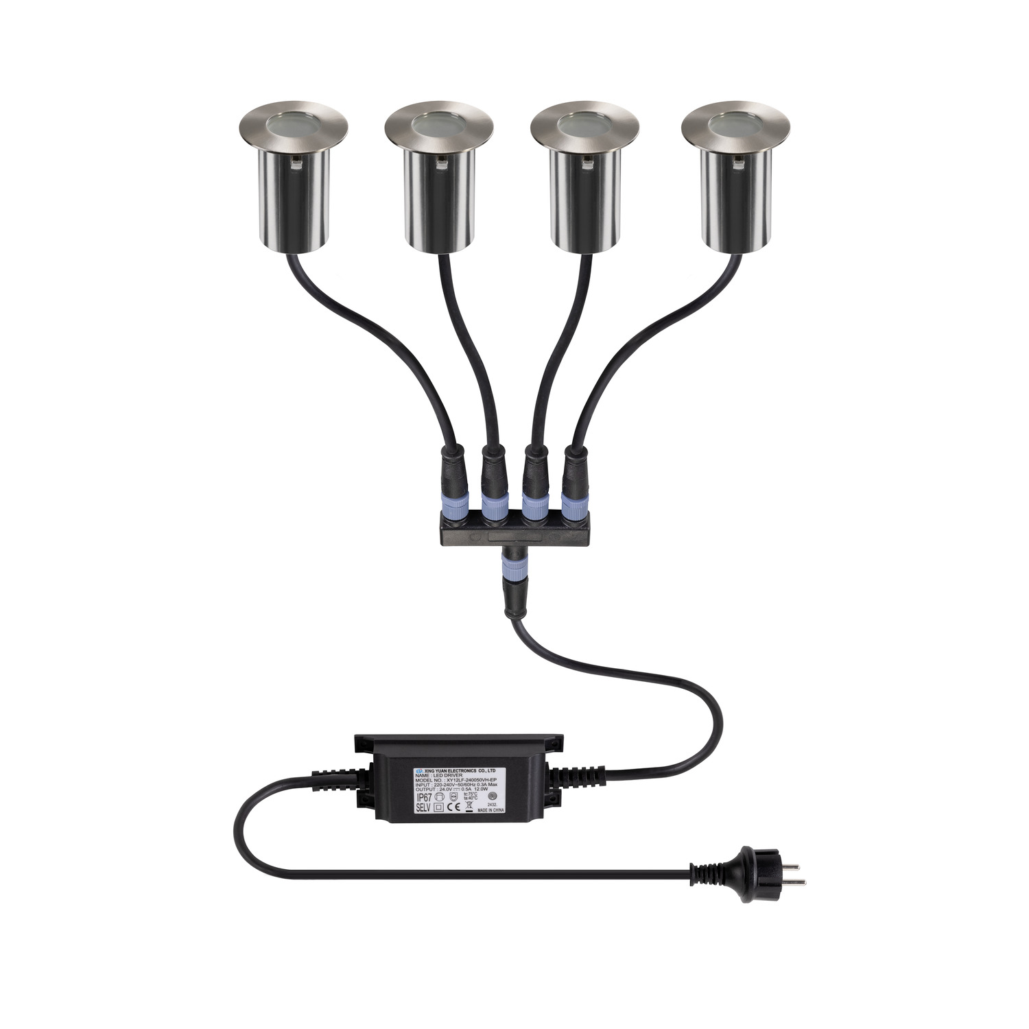 TRAIL-LITE® 60 set om 4, markarmatur, 3000K, IP67, rund, rostfrit - SLV | Bellalite