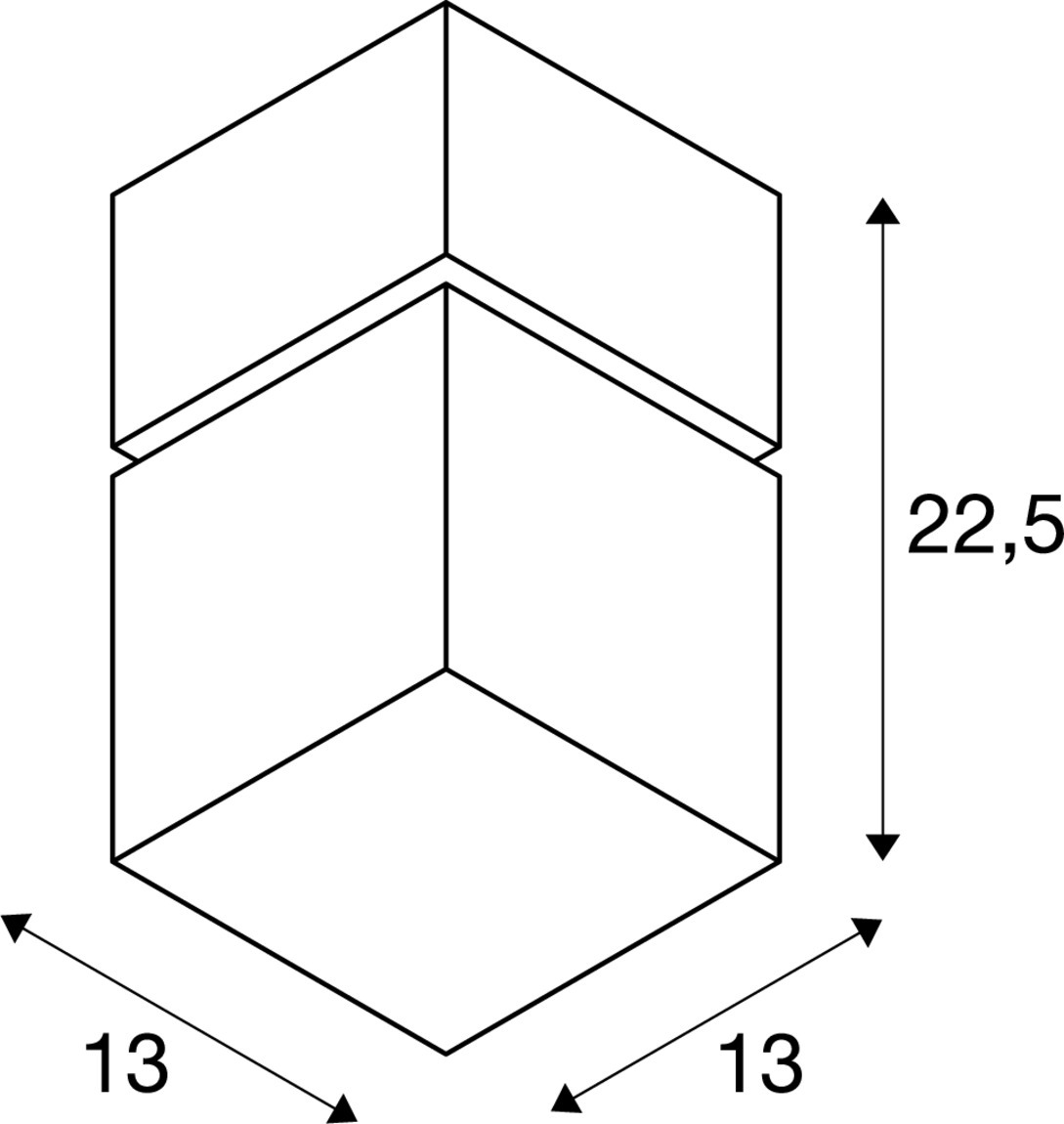 Tekening van SQUARE CEILING alu geborsteld 1xE27