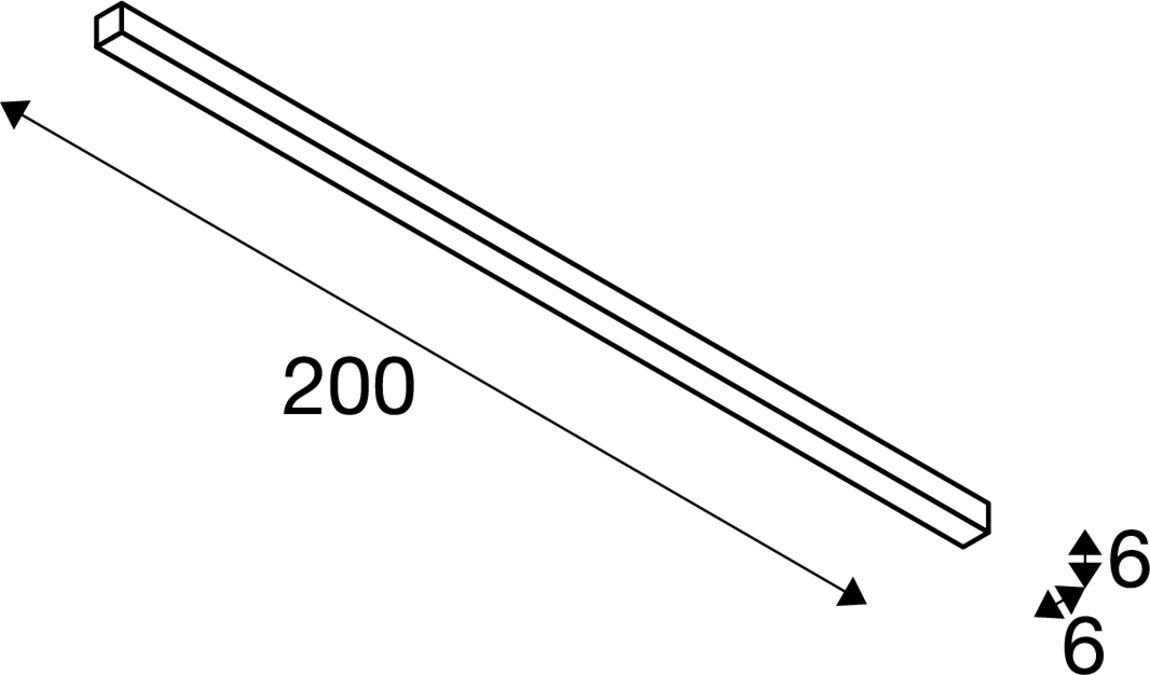 Tekening van Q-LINE plafondlamp 2m BAP zilver 1xLED 3000K