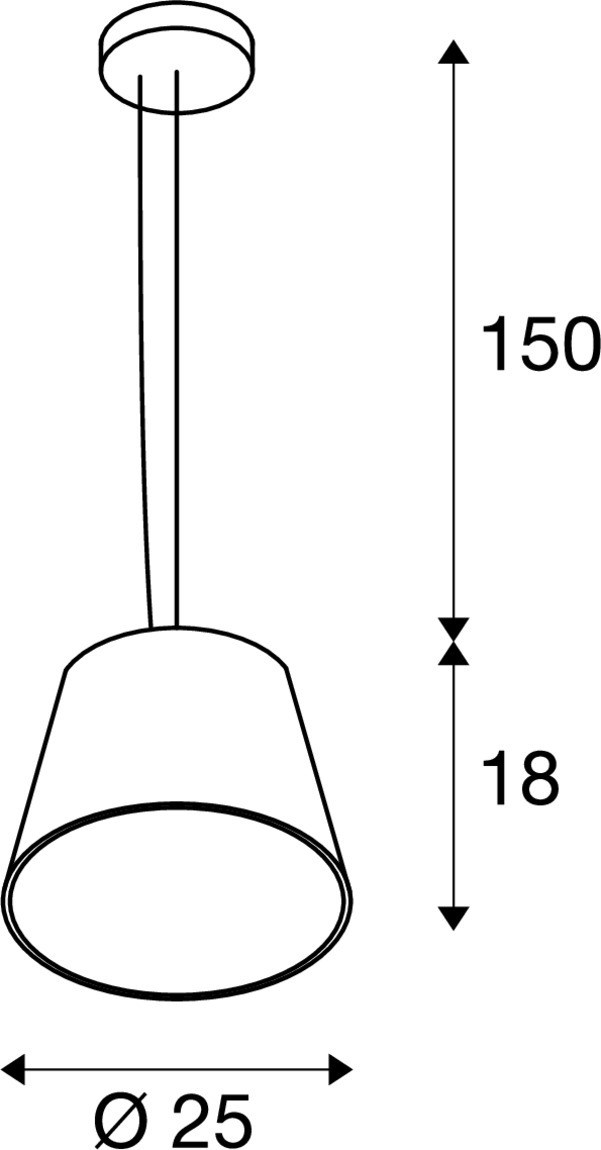 Tekening van PLASTRA hanglamp wit 1xTCR-TSE