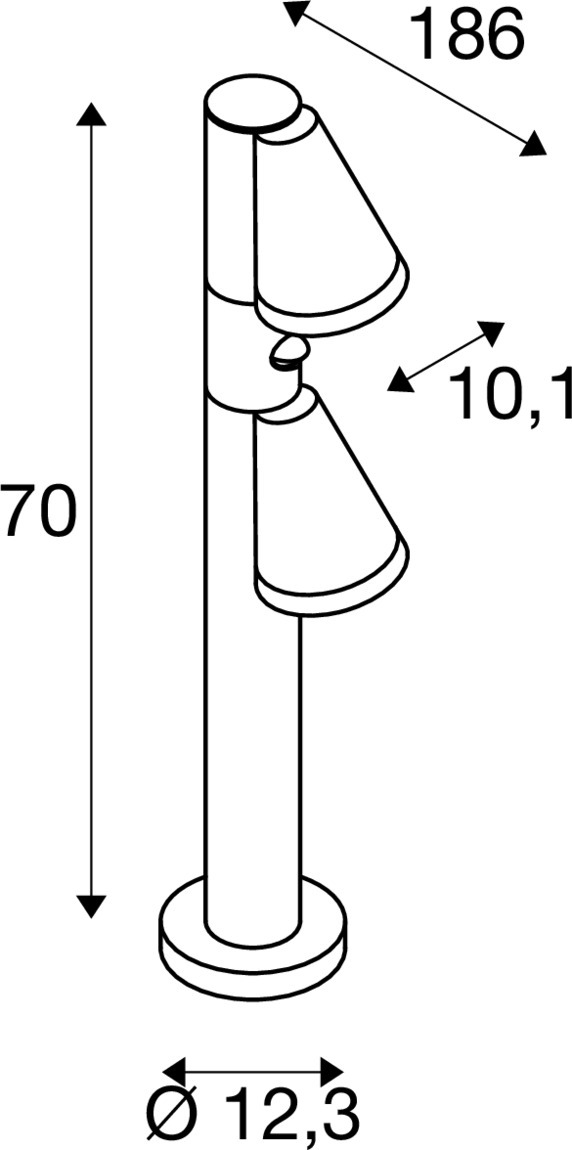 T-TUBE 70 POLE golvlampa utomhus, GU10, dubbel, sensor, IP44 - SLV | Bellalite