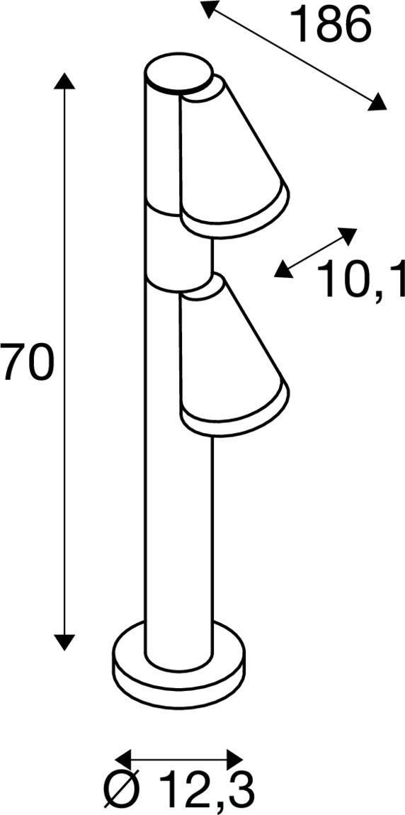 T-TUBE 70 POLE golvlampa utomhus, GU10, dubbel, sensor, IP65 - SLV | Bellalite