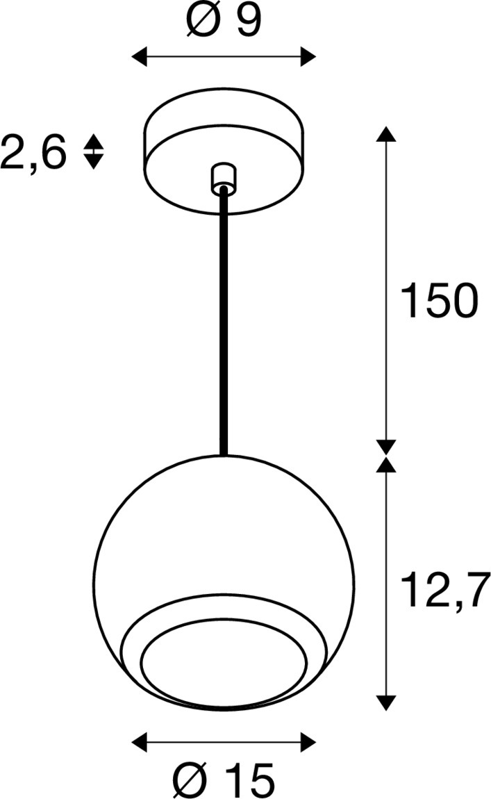 LIGHT EYE® 150 Hängande lampa, GU10, Pendellängd 150 cm, 1x max.  - SLV | Bellalite