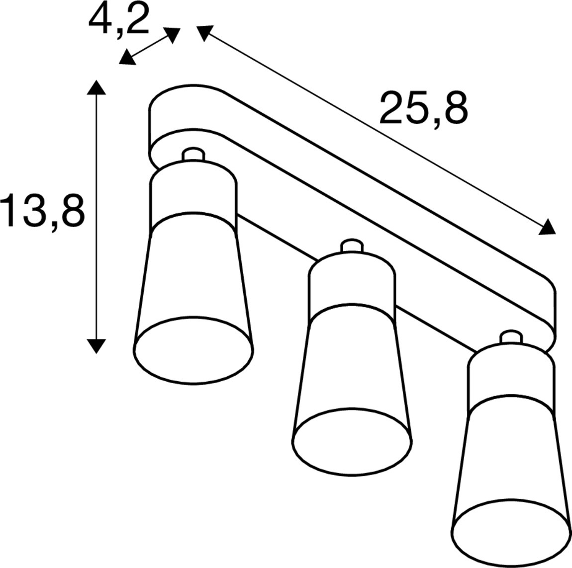 PURI 2.0 Cone vägg- och takmonterad armatur, lång, 3 x max. 6 W  - SLV | Bellalite