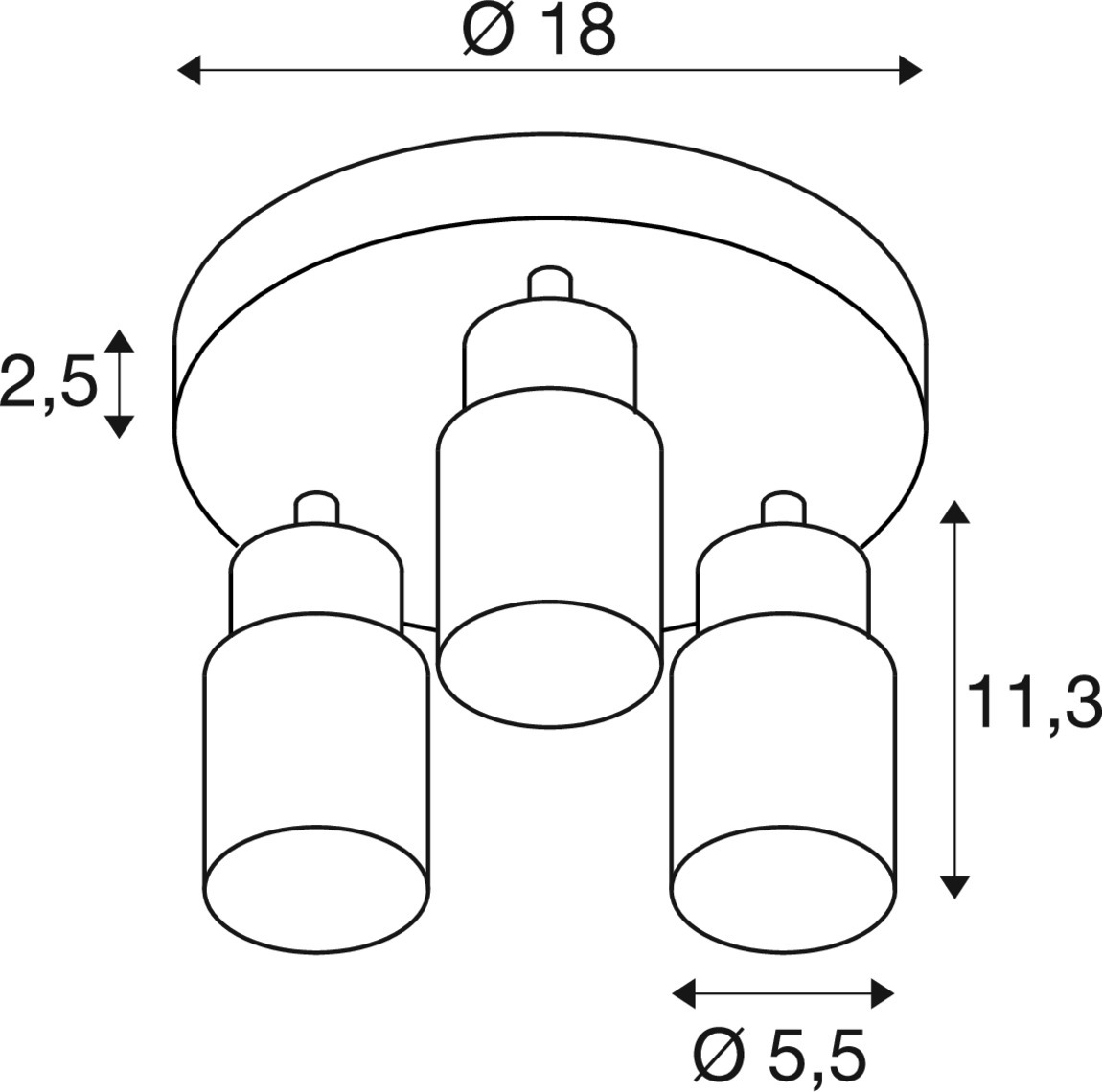 PURI 2.0 Tube vägg- och takmonterad armatur, rund, 3 x max. 6 W  - SLV | Bellalite