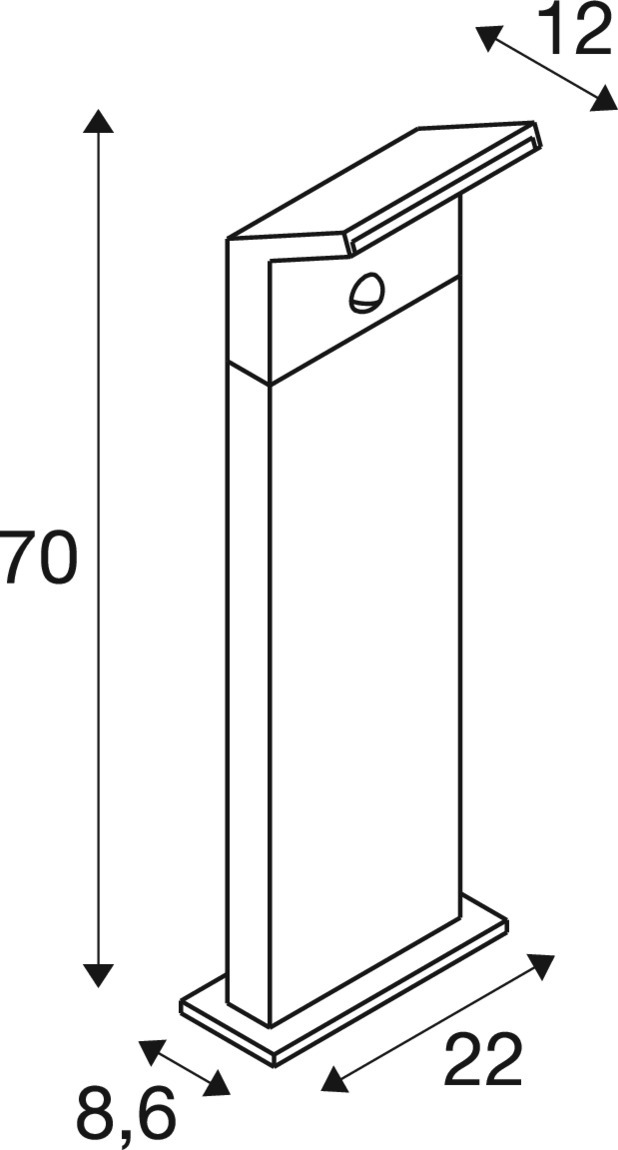 ORDI II POLE 70, SENSOR, fristående armatur, vinkel, 2200/ - SLV | Bellalite