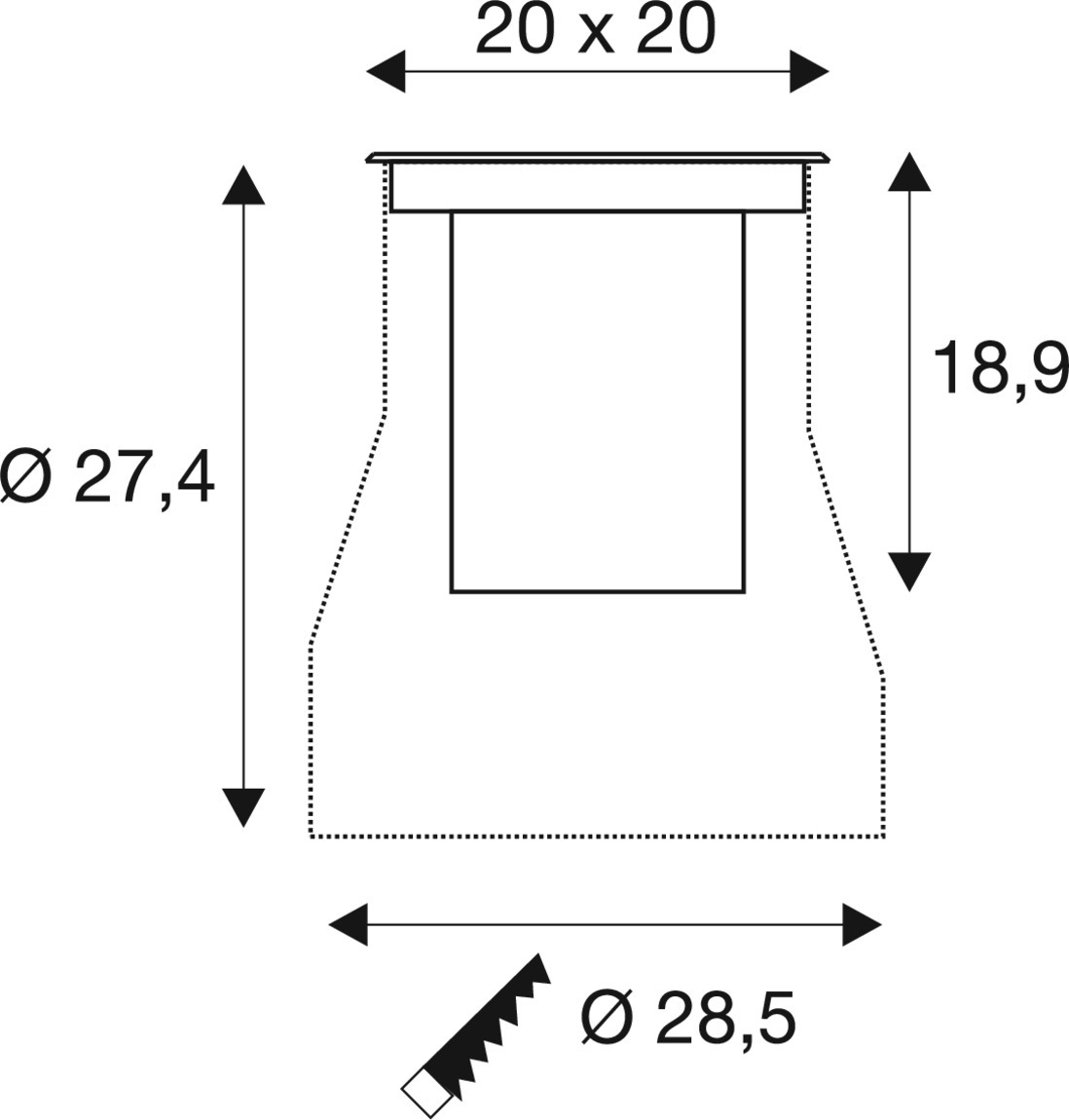 DASAR® L markarmatur, asymmetrisk, 3000K, 70°/40°, IP65/IP6 - SLV | Bellalite