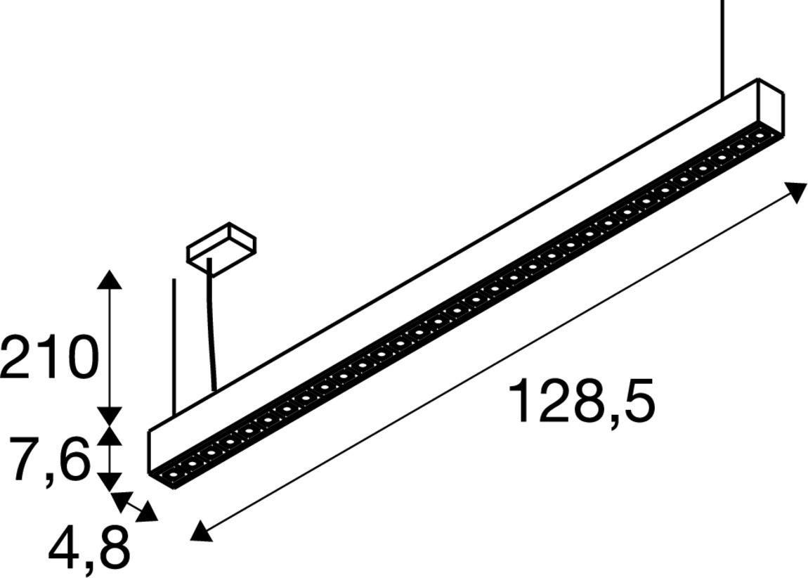 GLENOS® PRO takarmatur, 1.2m, DALI, UGR16, Hänge Längd 210 cm, - SLV | Bellalite