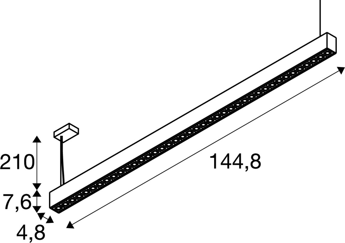 GLENOS® PRO takarmatur, 1.5m, DALI, UGR16, Hänge Längd 210 cm, - SLV | Bellalite