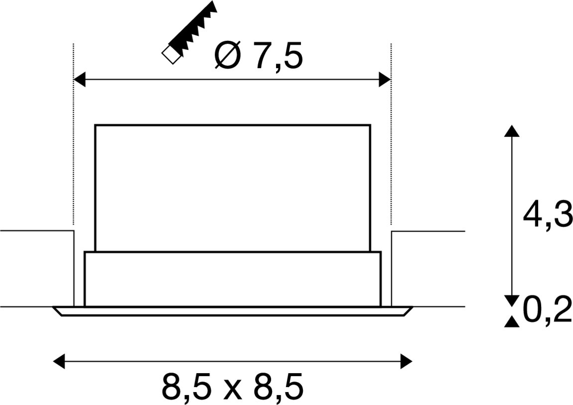 VERLUX infälld armatur, LED, 3000 K, mattvit, L/B/D 8,5/8 - SLV | Bellalite