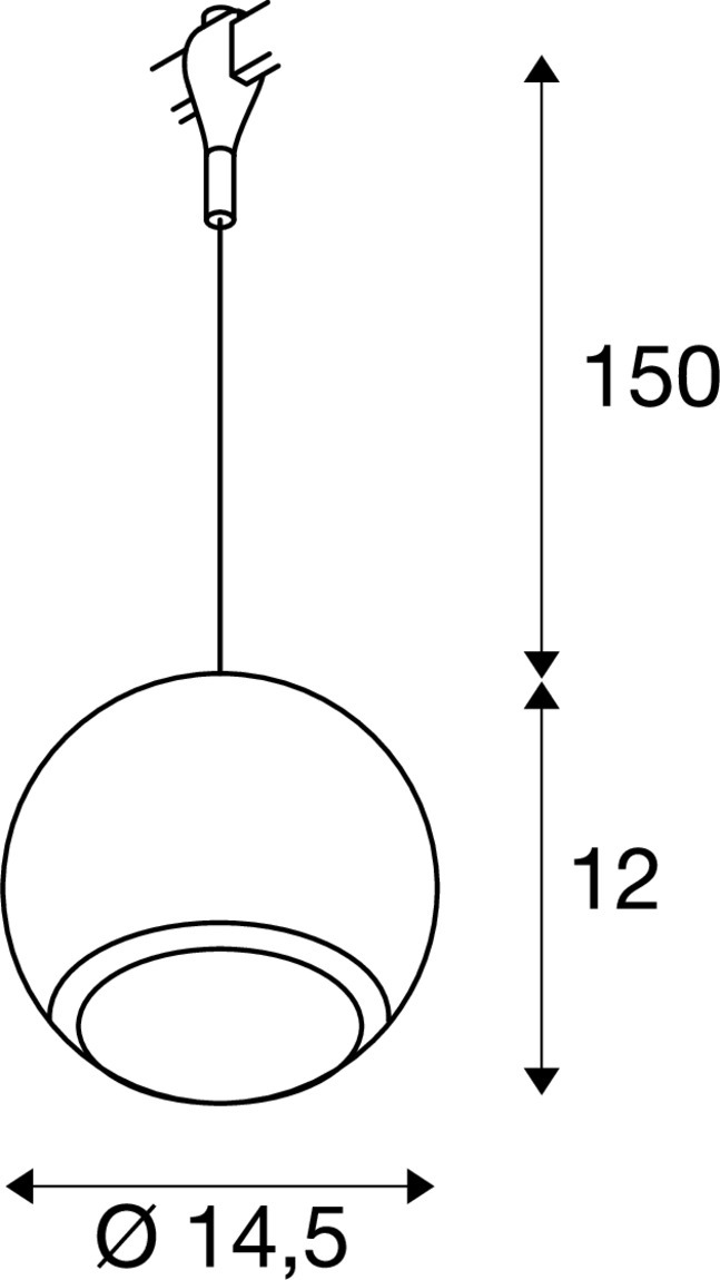 Tekening van LIGHT EYE PENDEL chroom 1xGU10