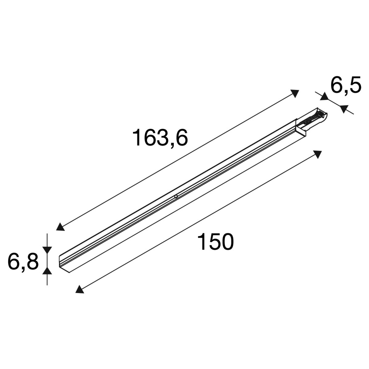 EASYLIGHT 1500 135 835/840/850 OVAL WH ML DALI2 EM 3H Trunking System 1500MM