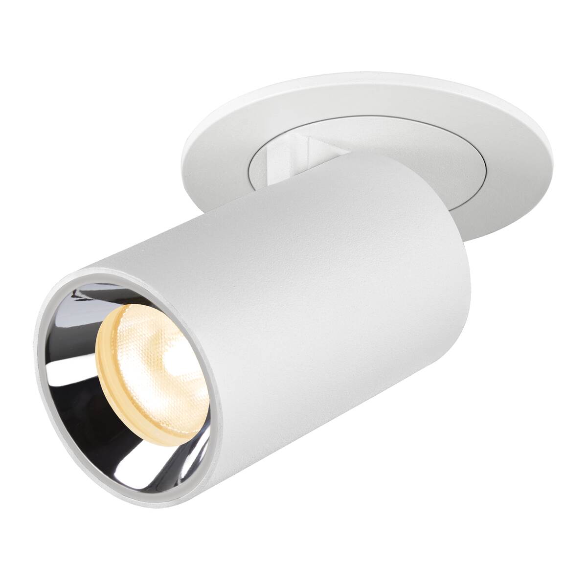 NUMINOS® PROJECTOR XS, stropní zápustné svítidlo, 3000 K, 20°, válcové, bílé/chrom