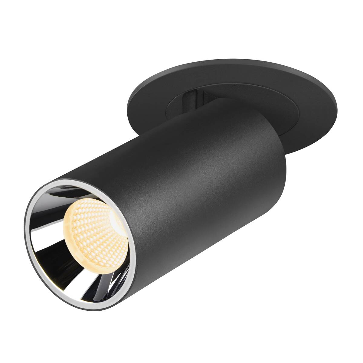 NUMINOS® PROJECTOR S, stropní zápustné svítidlo, 3000 K, 55°, válcové, černé/chrom
