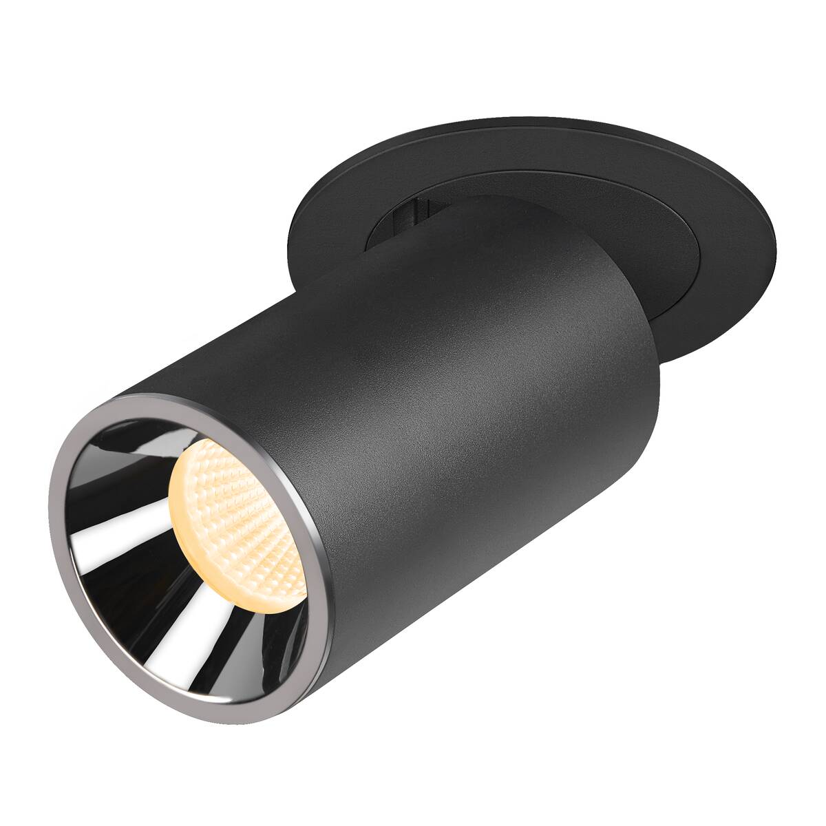 NUMINOS® PROJECTOR M, stropní zápustné svítidlo, 3000 K, 55°, válcové, černé/chrom