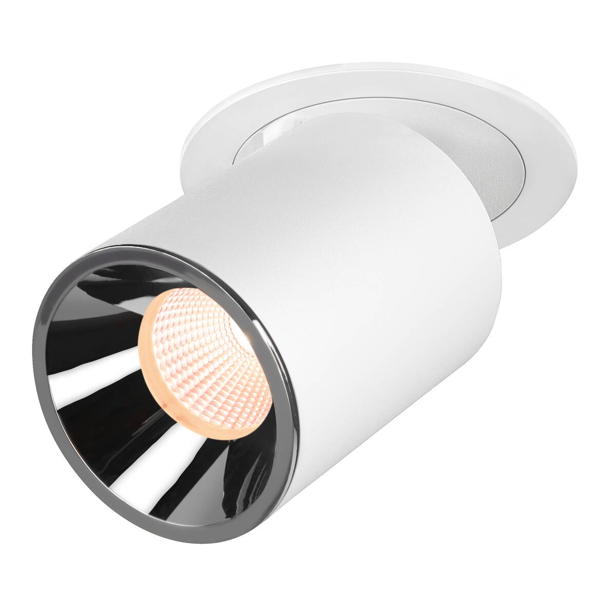 NUMINOS® PROJECTOR L, luminaria de empotrar techo, 2700 K, 55°, cilíndrica, blanco/cromo