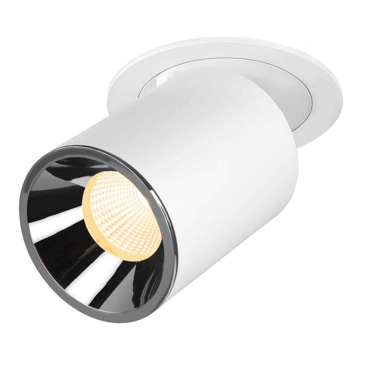 NUMINOS® PROJECTOR L, luminaria de empotrar techo, 3000 K, 40°, cilíndrica, blanco/cromo