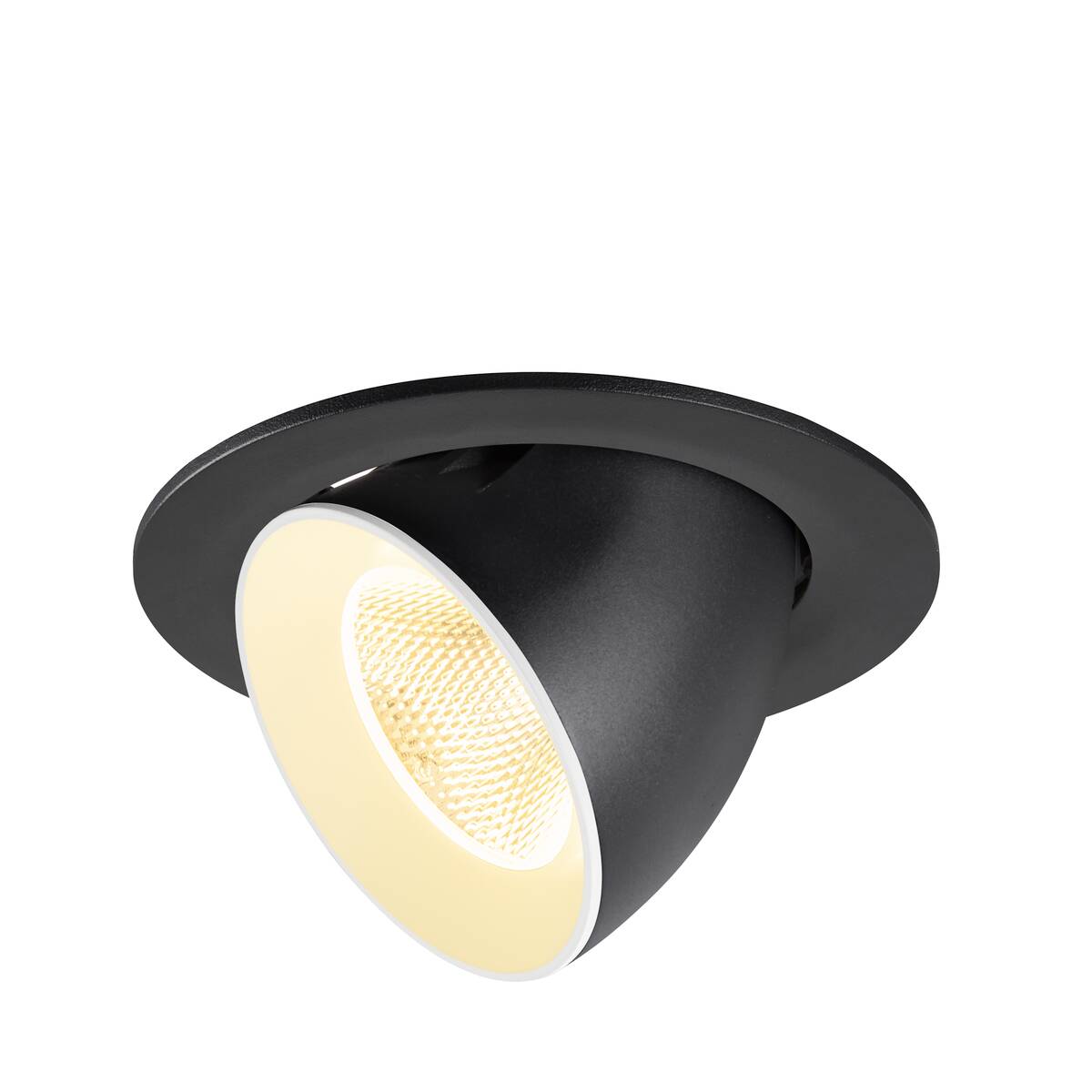 NUMINOS® GIMBLE L, plafonnier encastré, 3000 K, 20°, IP20, rond, noir / blanc