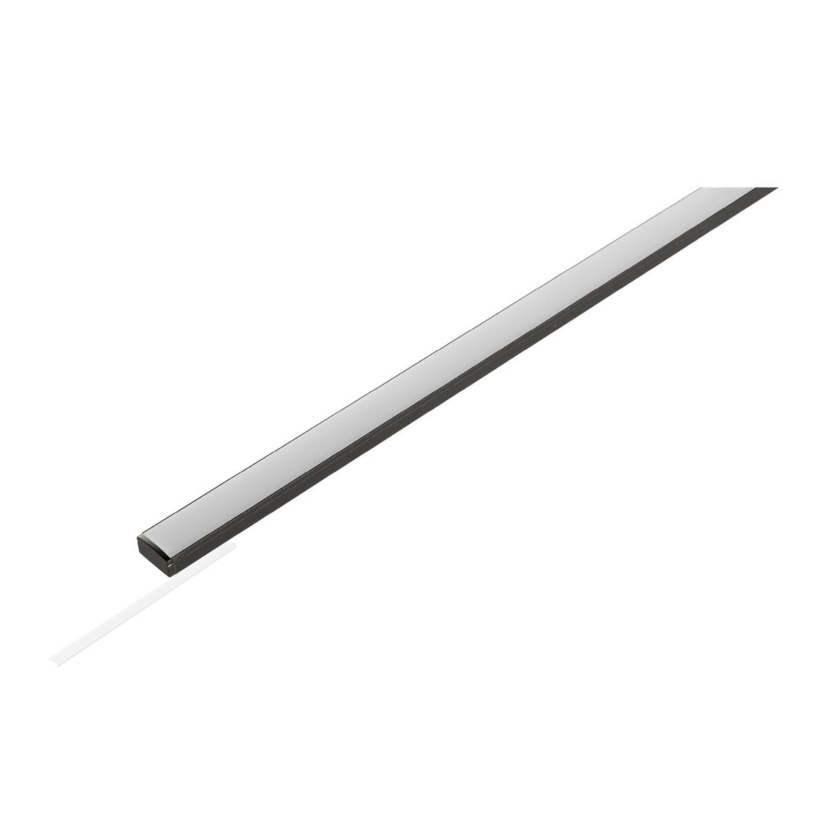 KIT BANDE LED, PROFILÉ APPARENT PLAT + DIFFUSEUR 5*1m, S, noir
