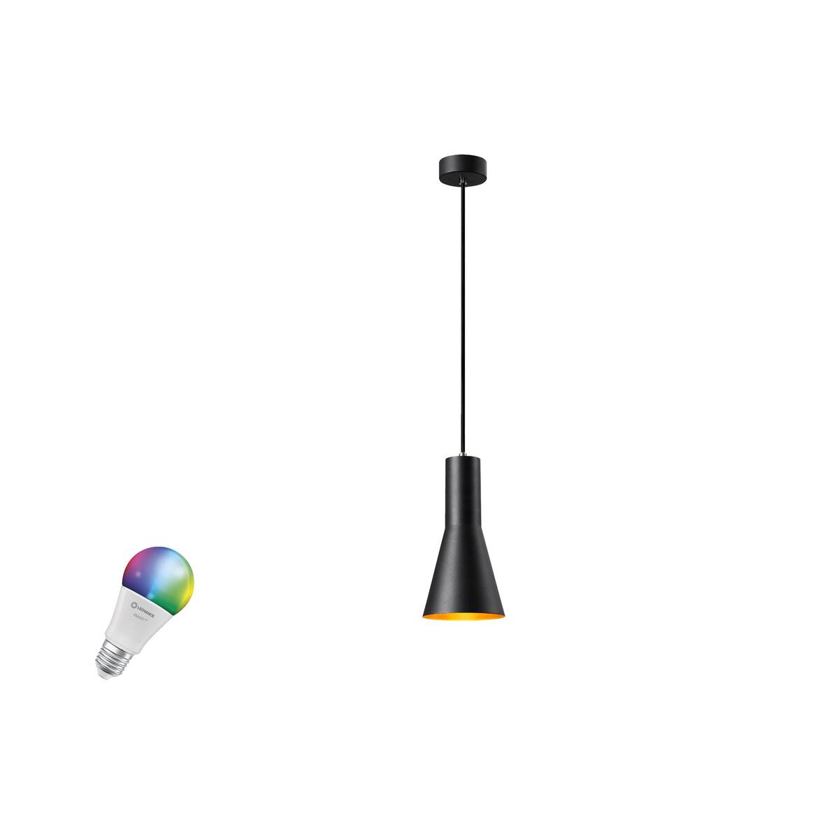 PHELIA 10 SMART SET, PD, E27, A60, ZIGBEE, RGBW, pendant luminaire, black
